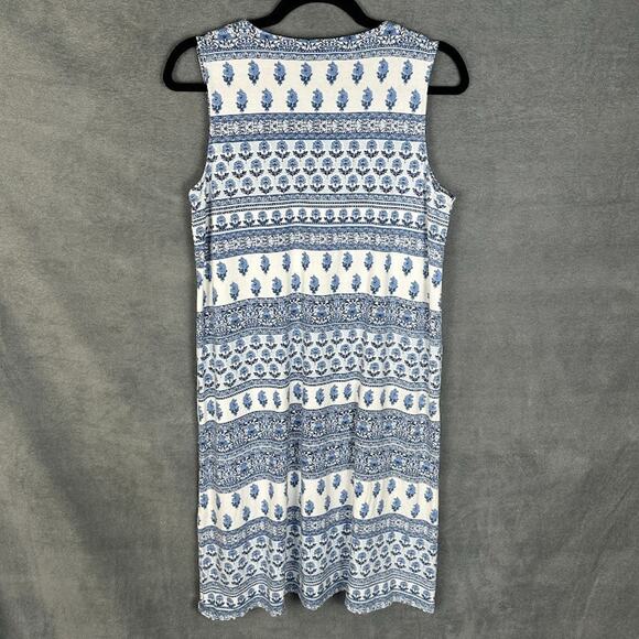 J Jill Dress Womens Small Blue Floral Pockets Stretch Comfort Beach Boho Preppy - Picture 6 of 13